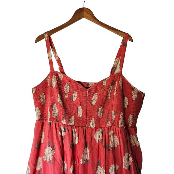 Torrid Coral Peach Floral Mini Challis Smocked Skater Dress Plus Size 4X - Picture 4 of 15